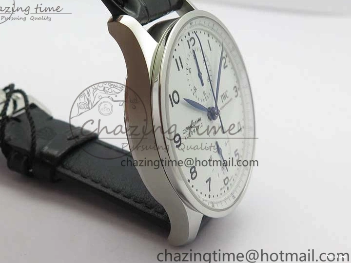 MIROTIME 0325 WeatherProof Portugieser Chronograph Edition “150 Years” IW371602 ZF 1:1 Best Edition White Dial on Black Leather Strap A7750 (Slim Movement) 7120